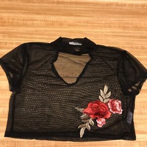 Mesh crop top.